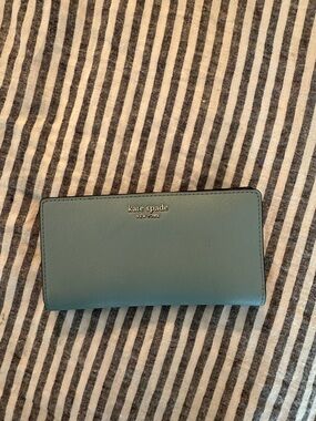 kate spade Teal Saffiano Continental Zip Wallet